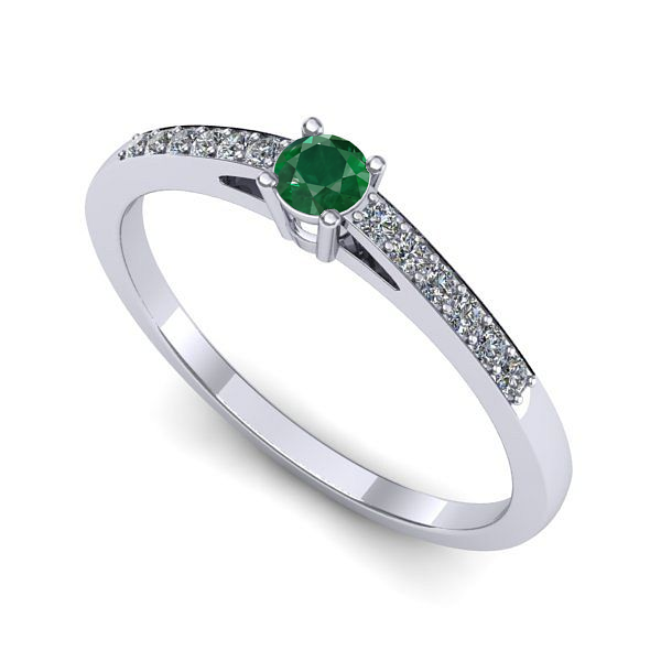 Inel din aur alb cu smarald