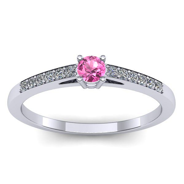 Inel de logodna cu safir roz rotund
