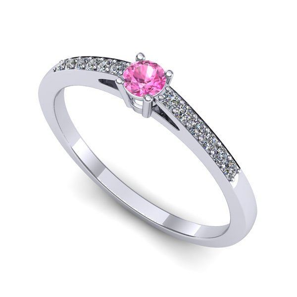 Inel din aur alb cu safir roz