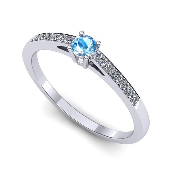Inel de logodna din aur alb cu topaz blue