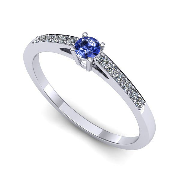 Inel logodna din aur alb cu tanzanit