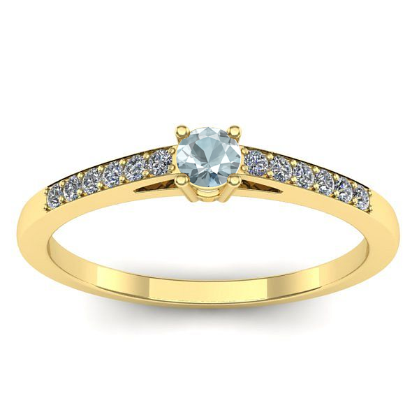 Inel logodna cu aquamarin rotund