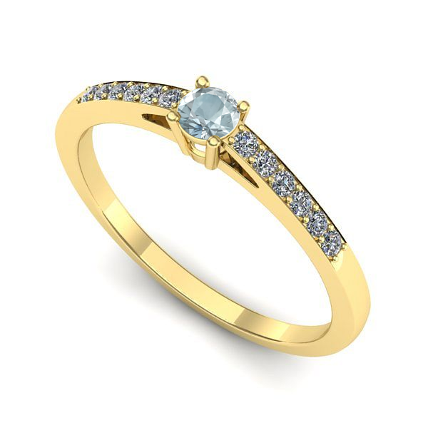 Inel de logodna din aur galben cu aquamarin