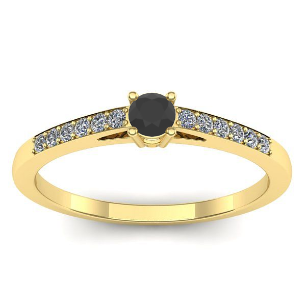 Inel logodna cu diamant negru rotund