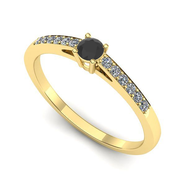 Inel din aur galben cu diamant negru