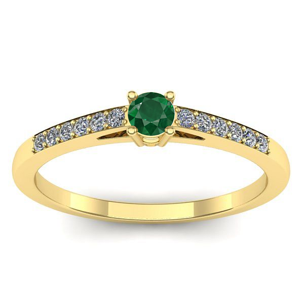 Inel de logodna cu smarald rotund