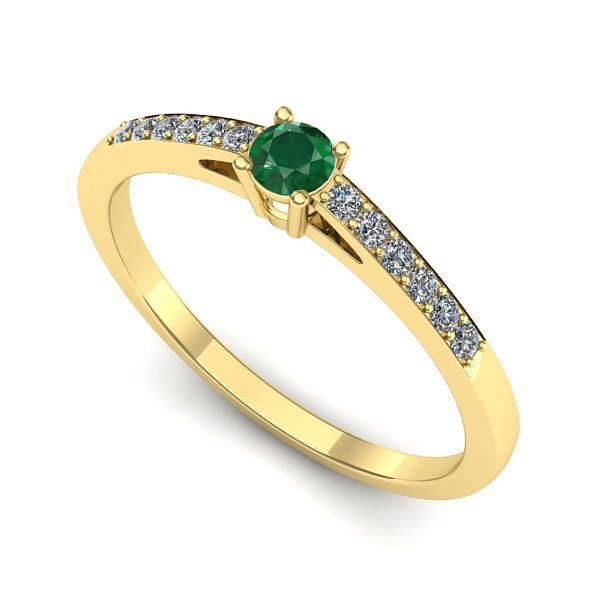 Inel de logodna din aur galben cu smarald