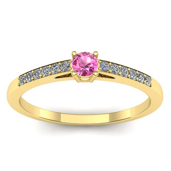 Inel logodna cu safir roz rotund