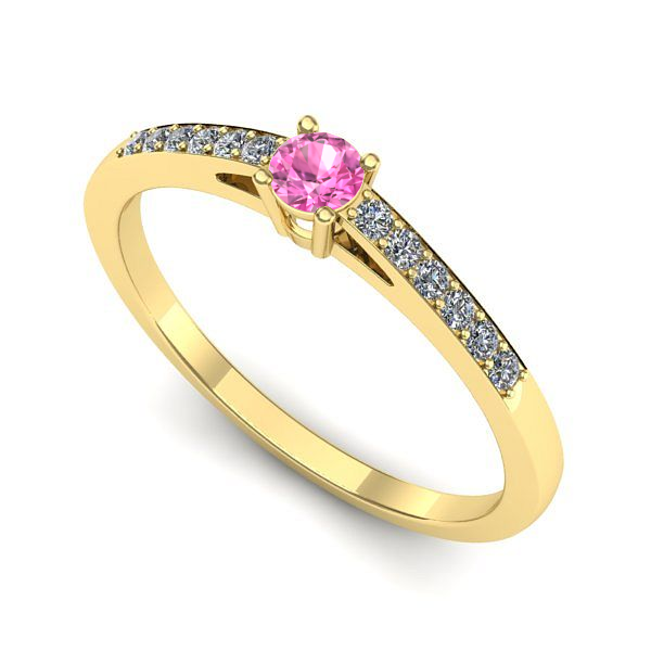 Inel logodna din aur galben cu safir roz