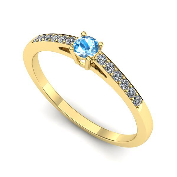 Inel logodna din aur galben cu topaz blue