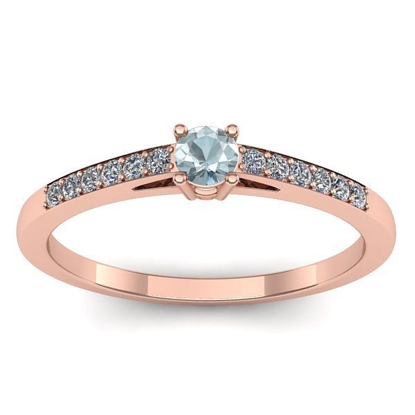 Inel logodna cu aquamarin rotund