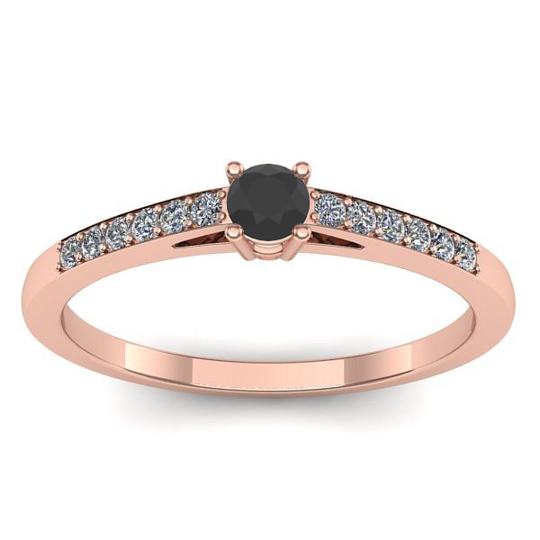 Inel cu diamant negru rotund