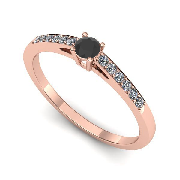 Inel din aur roz cu diamant negru