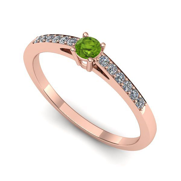 Inel de logodna din aur roz cu peridot