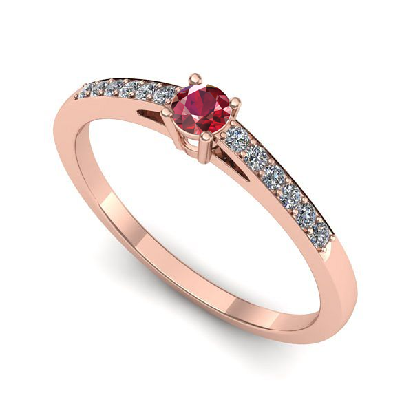 Inel din aur roz cu rubin