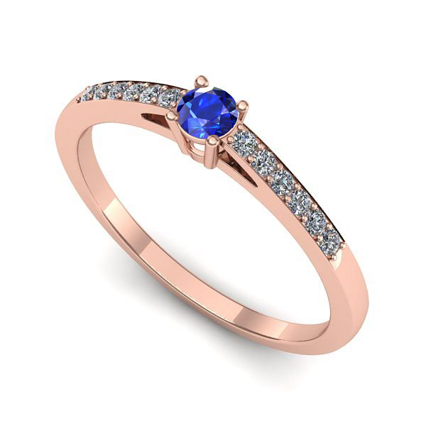 Inel logodna din aur roz cu safir