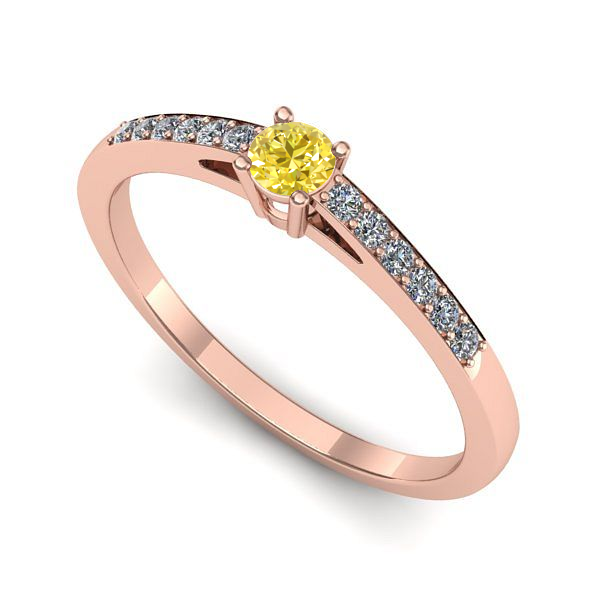 Inel logodna din aur roz cu safir galben
