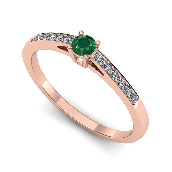 Inel din aur roz cu smarald