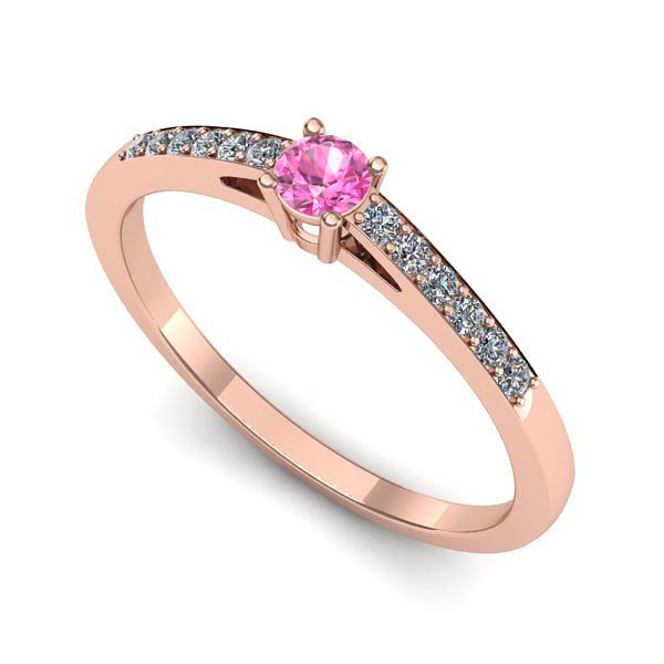 Inel logodna din aur roz cu safir roz