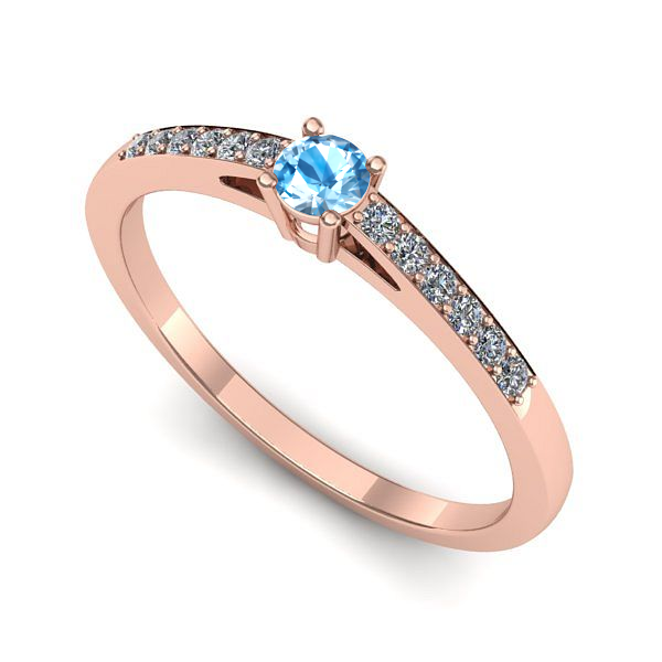 Inel din aur roz cu topaz blue