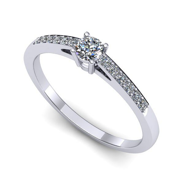 Inel logodna din aur alb cu diamant