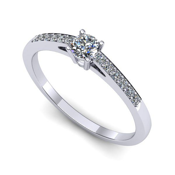 Inel de logodna din aur alb cu diamant
