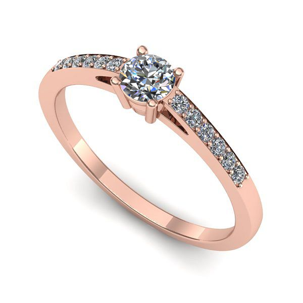 Inel logodna din aur roz cu diamant