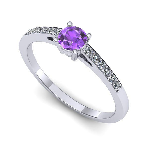 Inel logodna din aur alb cu ametist