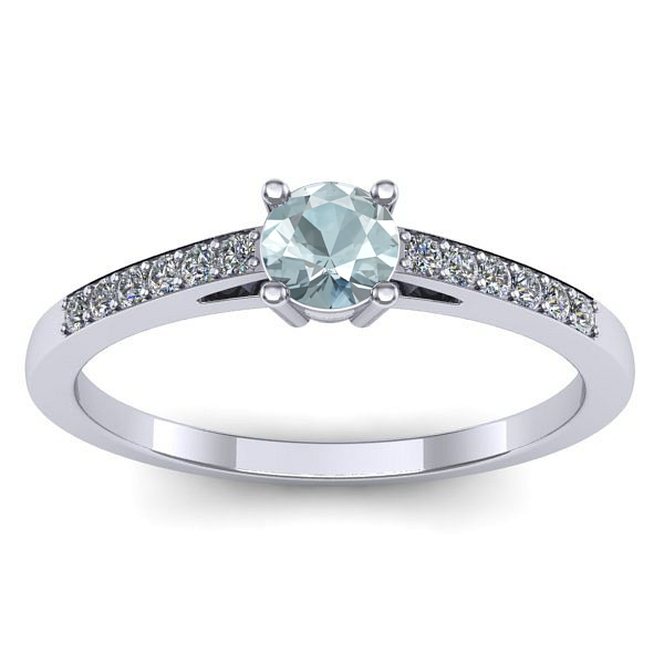 Inel de logodna cu aquamarin rotund