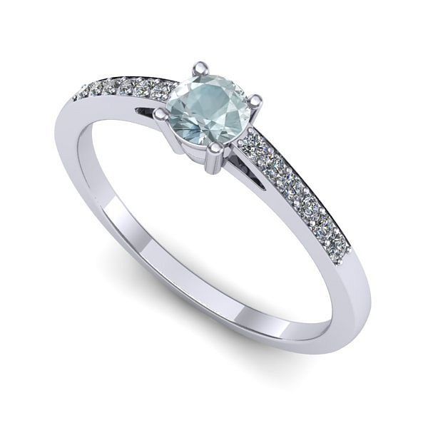 Inel logodna din aur alb cu aquamarin