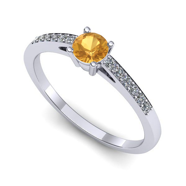 Inel de logodna din aur alb cu citrin