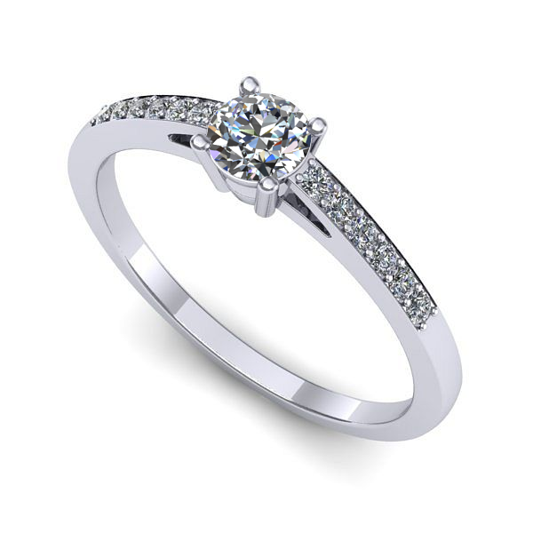 Inel de logodna din aur alb cu diamant