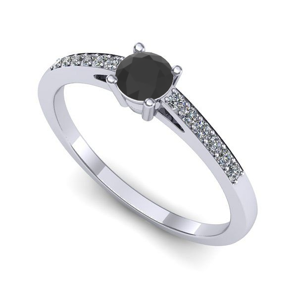 Inel logodna din aur alb cu diamant negru