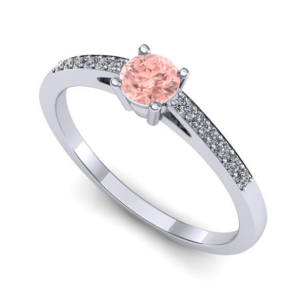 Inel logodna din aur alb cu diamant de laborator roz