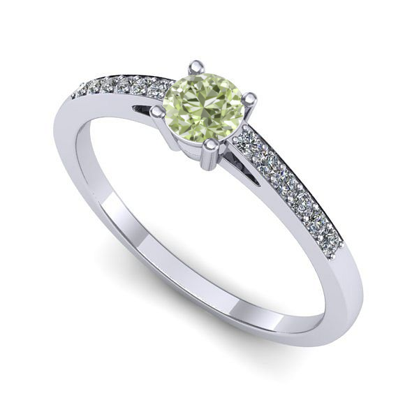 Inel logodna din aur alb cu diamant de laborator verde