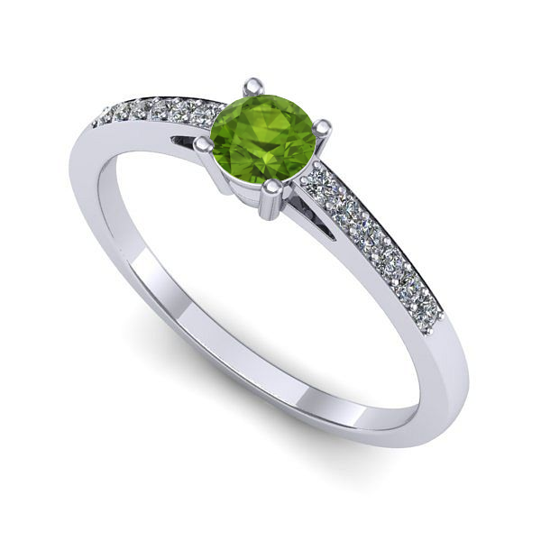 Inel de logodna din aur alb cu peridot