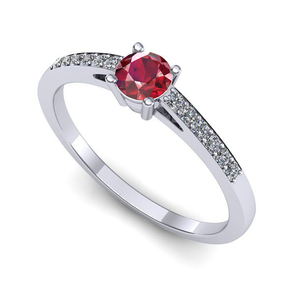Inel logodna din aur alb cu rubin