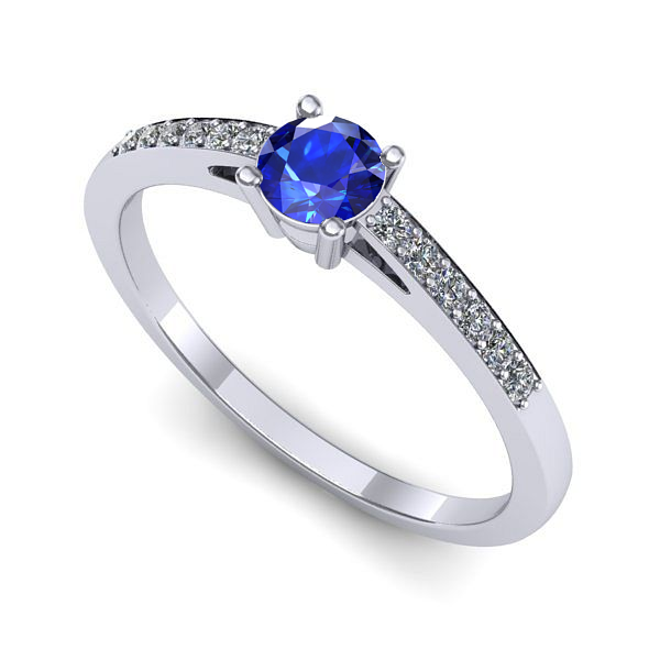 Inel de logodna din aur alb cu safir