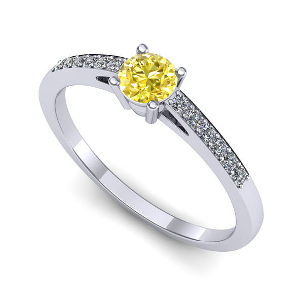 Inel de logodna din aur alb cu safir galben