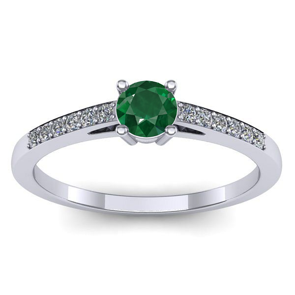 Inel logodna cu smarald rotund