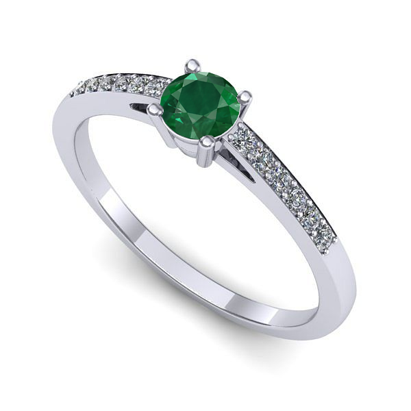 Inel de logodna din aur alb cu smarald