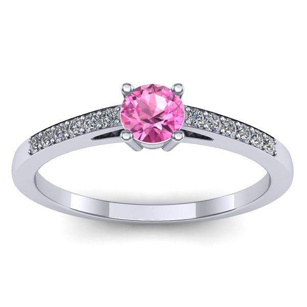 Inel logodna cu safir roz rotund