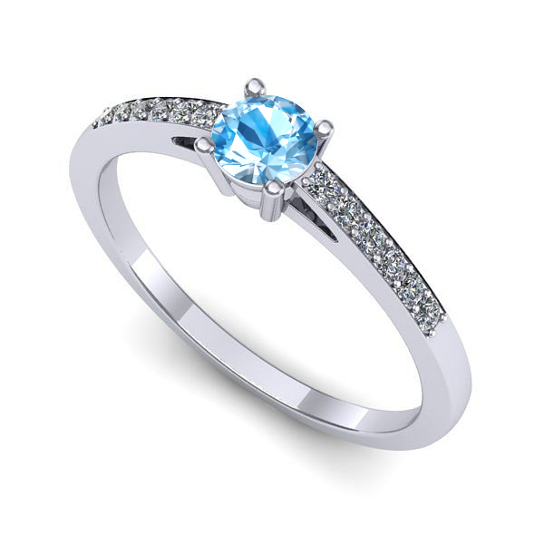 Inel logodna din aur alb cu topaz blue
