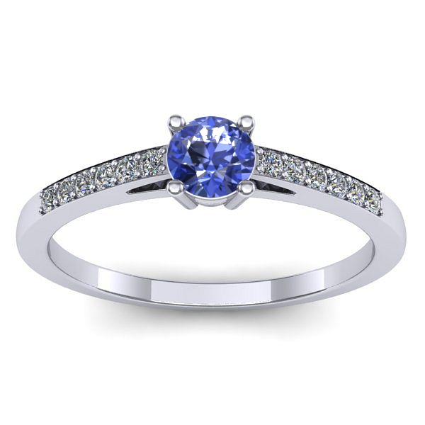 Inel de logodna cu tanzanit rotund