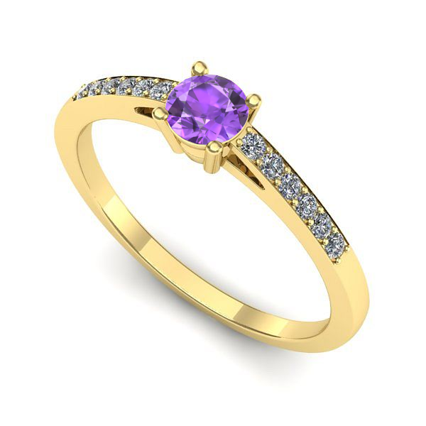 Inel de logodna din aur galben cu ametist