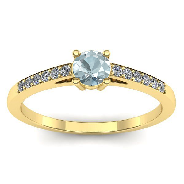 Inel logodna cu aquamarin rotund