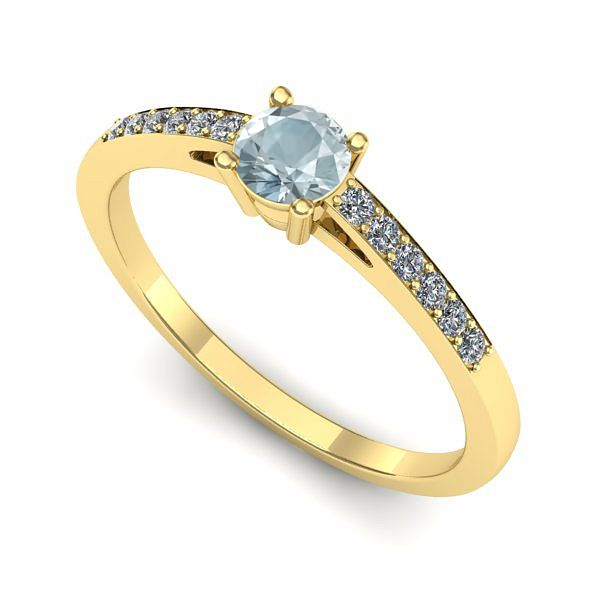 Inel din aur galben cu aquamarin