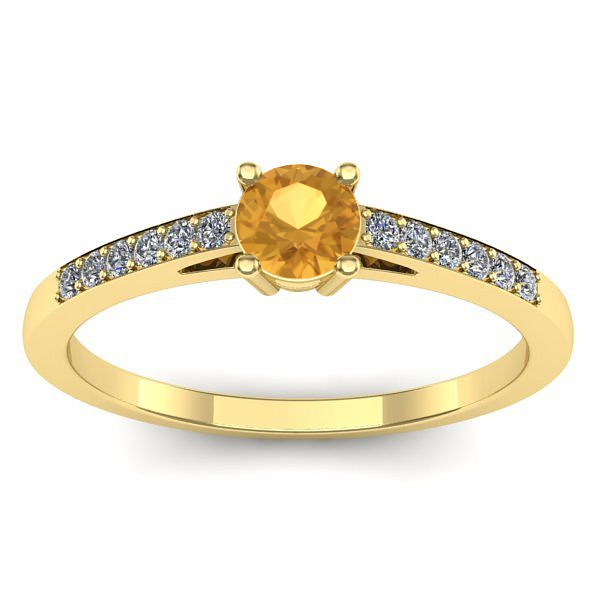 Inel logodna cu citrin rotund