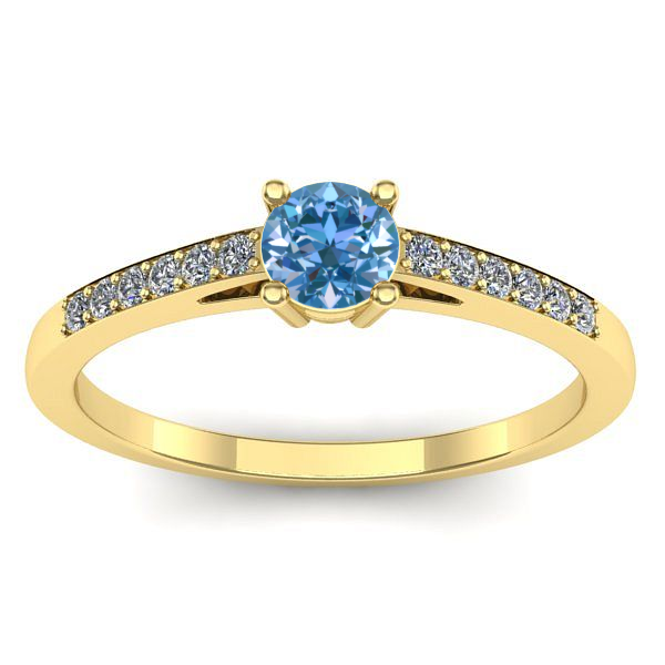 Inel logodna cu diamant de laborator albastru rotund