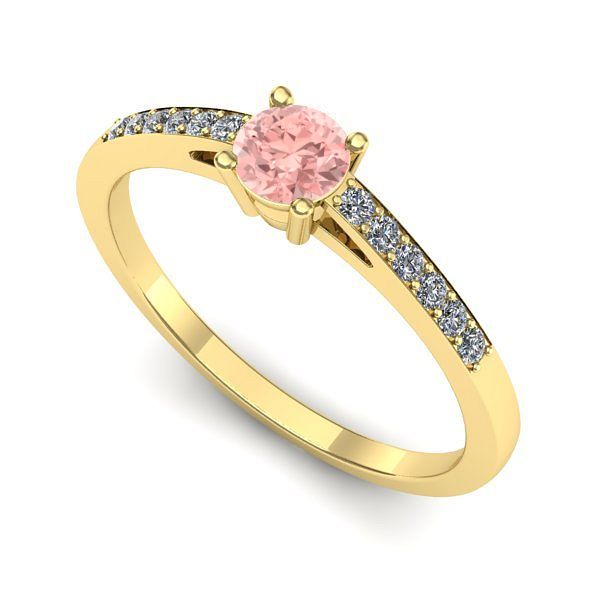 Inel de logodna din aur galben cu diamant de laborator roz